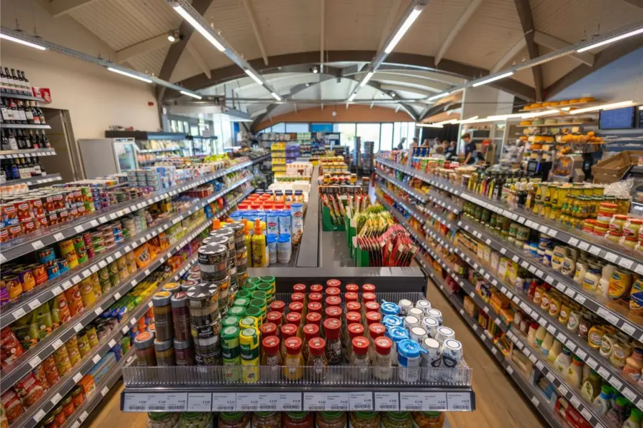 Overzicht schappen supermarkt ameland duinoord